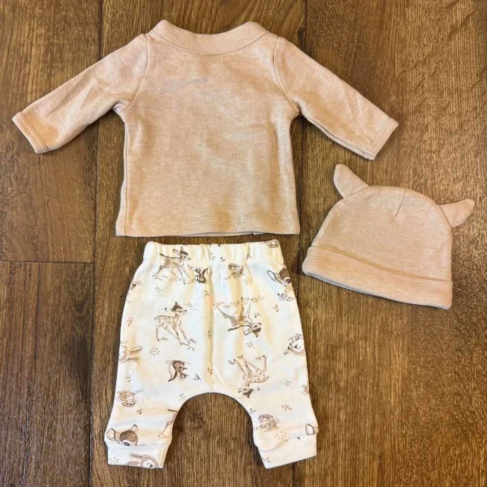 Disney Baby Bambi Bundle Preemie Outfit Hat Welcome Little One Gender Neutral